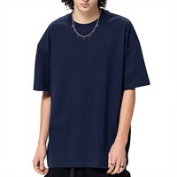 T-shirt unisexe noir oversize 100 % coton, col rond, épaules tombantes, manches courtes, streetwear, uni, vierge