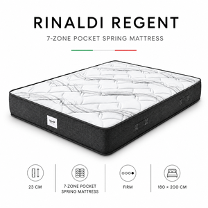 Matelas à ressorts ensachés Rinaldi REGENT 20 cm extra ferme 7 zones avec mousse à mémoire de forme de 2 cm, design moderne respirant, Italie - Product Image 4