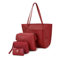 Prezzo basso 4 pezzi in pelle Crossbody Messenger Card Package Solid Zipper Ladies Woman Handbag Ladies Hand Bag Set borse