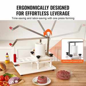 Hamburgers faits à la main avec une machine à former les galettes <span class=keywords><strong>de</strong></span> viande, machine manuelle pour la préparation et la cuisson des hamburgers en restaurant - Product Image 5