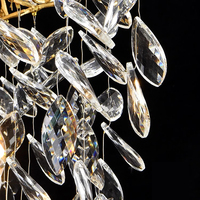 Lustre en Cristal Lumineux, Éclairage à Spot Style Branche d'Arbre, Lustre Rond en Gouttes de Pluie, Suspension de Luxe en Cristal