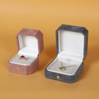 Boîte à bijoux en velours de forme octogonale, boîte d'emballage de bijoux de luxe avec logo personnalisé SIFOO, ensemble de boucles d'oreilles, collier, bague, bracelet