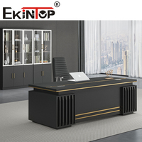 Bureau de direction en forme de L Ekintop, mobilier de bureau modulaire rectangulaire en PVC, économique