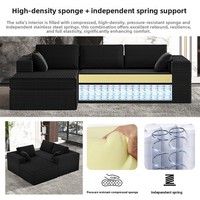 Ensemble de canapés modulaires pliants sur mesure en tissu velours côtelé, mousse haute densité, design moderne et minimaliste, amovible pour salon