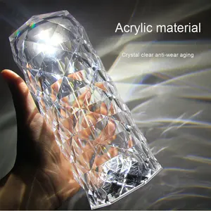 <b>Modern</b> Trendy Crystal Rose Night Light RGB Colorful <b>Bedside</b> <b>Lamp</b> Crystal Body LED Dimmable Romantic Mood Table Light for Couples - Product Image 4