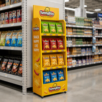 Étagère de présentation pliable en métal robuste pour les chips, le pop-corn, les craquelins, les biscuits et les gâteaux