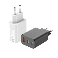 Cargador USB de 30W con 3 Puertos (2C1A 2A1C) con Carga Rápida PD, Enchufe Europeo, Adaptador de Corriente para Teléfono Inteligente, Tableta y Auriculares
