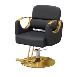Nouveau fauteuil de barbier noir et or, pivotant, usage commercial, siège en cuir synthétique, pour salon de beauté. - Product Image 1