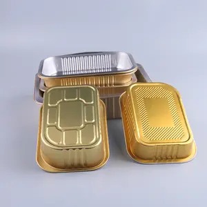 Hình Chữ Nhật Bao Bì Thực Phẩm Dùng Một Lần Container Takeaway Thực Phẩm Baking Pan Khay Box Nhôm Thực Phẩm Foil Container Với Nắp