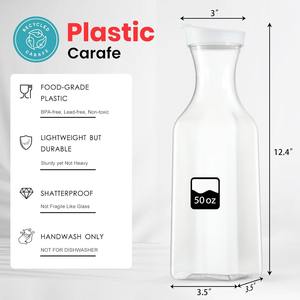 <b>Plastic</b> Water Carafe with Flip Top Lid <b>Square</b> Base Juice <b>Containers</b> Clear <b>Plastic</b> Pitcher for Water Iced Tea Juice Beverage - Product Image 2