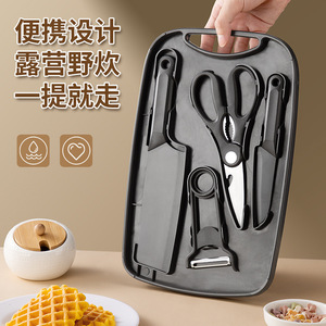 ชุดมีดกลางแจ้งพร้อมเขียงสแตนเลสใบมีด 15 ซม. กันลื่นสำหรับการตั้งแคมป์ปิกนิกใช้ในครอบครัว - Product Image 3