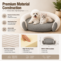 Ensemble de meubles de canapé-lit orthopédique pour chiens et chats avec coussin en mousse haute densité et traversin de soutien