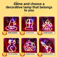 Lampe de nuit LED à motif de château d'Halloween GL-WG1, vente chaude transfrontalière, néon creux suspendu avec lumière blanche chaude à intensité variable