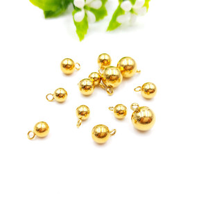 Precio al por mayor: Abalorios de bola redondos de acero inoxidable, accesorios de joyería, abalorios colgantes de bola, abalorios de bola con extremos de oro de 18K - Product Image 5