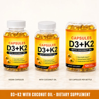Complément alimentaire pour le système immunitaire, vitamine D3 K2 en capsules, 5000 UI MK7, huile de noix de coco, santé osseuse, 120 capsules végétaliennes