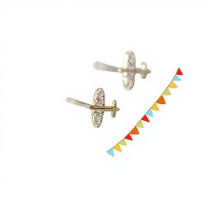 Pendientes GOLDtutu de Oro Sólido 9K con Cristales de Imitación, Ligeros, Mini, Delicados, Estilo Simple, Certificados para Bodas y Fiestas - Product Image 1