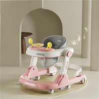 Marche-bébé pliable multifonctionnel réglable pour tout-petits, avec système anti-retournement et jouets d'apprentissage pour la sécurité des bébés