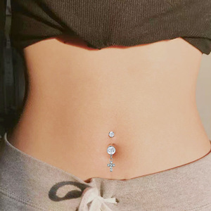 Anneau de nombril en titane avec pendentif croix, alliage de titane G23 de qualité médicale, bijoux de piercing, cadeau unisexe - Product Image 2