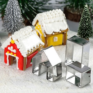 Acier inoxydable 3 pcs/set Mini Noël Gingerbread House Cookie Cutter Biscuit Moules - Product Image 5