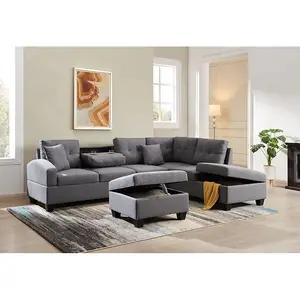 Winforce bán buôn tại chỗ bán buôn linen vải sofa hiện đại ghế có thể được lưu trữ có thể điều chỉnh sofa cắt phòng khách sofa Set
