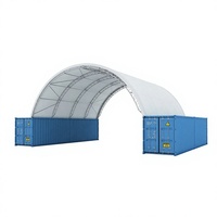 C4040S Carpa Contenedor Arqueada 12x12x4.5m con Estructura Galvanizada de Doble Viga y Lona de PVC Impermeable para Almacenamiento Industrial