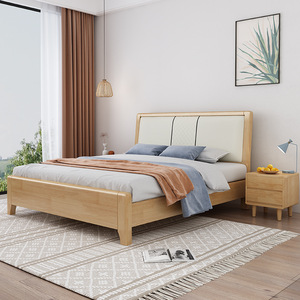 Nordic Style Solid Wood <b>Bed</b> 1.8m Double Storage High Box Bedroom Furniture Birch Wood - Product Image 3