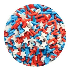 Tranches de polymère mélangées bleu rouge blanc, morceaux de drapeau américain pour l'artisanat, remplissage visqueux, décoration DIY pour Nail Art, 1 boîte