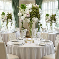 Centro de Mesa Colgante de Flores de Hortensia y Rosa de Seda Verde Oliva Blanca de Lujo Personalizado GNW para Decoración de Mesa de Boda