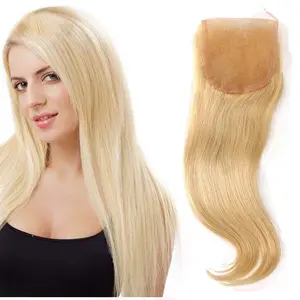 Msbeauty ייצור שיער 2019 פרואני שיער טבעי ישר תחרה סגירת 10A אמיתי 100% שיער טבעי סגירת 613 אור בלונד צבע