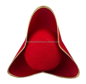 Novità Halloween Cosplay pirata tema rosso capitano gancio cappello oro classico cappello pirata Tricorne rosso - Product Image 5