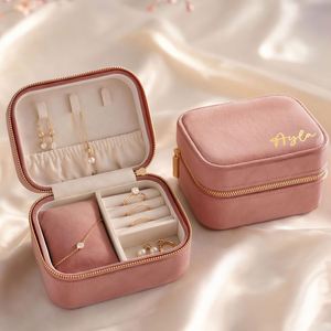Custom Engraved Velvet Jewelry <b>Box</b>-Personalized Rectangle Storage Case <b>for</b> Rings Jewelry <b>Keepsake</b> Gift <b>for</b> <b>Weddings</b> Mothers - Product Image 4