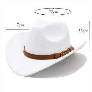 Sombrero de <span class=keywords><strong>Vaquero</strong></span> <span class=keywords><strong>Blanco</strong></span> de Fieltro de Pelo con Ala Ancha Estilo Occidental Australiano para Exteriores - Product Image 3