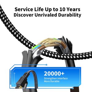 <span class=keywords><strong>Cable</strong></span> Ethernet Cat8 de 25 Pies, <span class=keywords><strong>Cable</strong></span> de Red de <span class=keywords><strong>Internet</strong></span> Trenzado de Alta Velocidad, Conector RJ45 Chapado en Oro, 40 Gbps, 2000 Mhz - Product Image 3