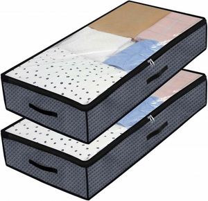 Large Space Saver Comforters Foldable Underbed Storage, Bags Zip with Clear Window for Blankets Clothes - Product Image 3