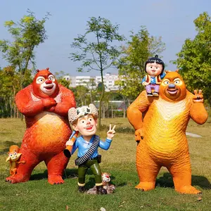 Estatua de oso de dibujos animados personalizada de fábrica, escultura creativa de animales de dibujos animados para decoraciones del hogar a la venta