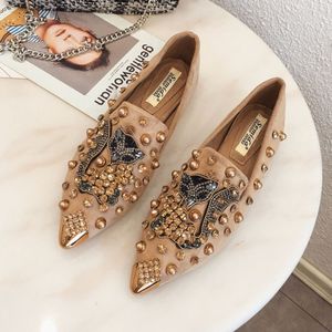 Remache tachonado comodidad suave zapatos planos zapatillas gamuza 2024 <span class=keywords><strong>mocasines</strong></span> de mujer - Product Image 4