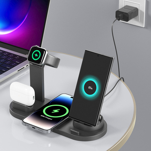 Station de bureau de charge sans fil populaire Six en 1 15W multifonction magnétique pour écouteur de montre intelligente pour <span class=keywords><strong>iPhone</strong></span> plastique - Product Image 4