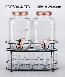 2 pièces 4L distributeur De Jus de verre avec robinet en plastique et support en métal CCP804C-4/2T2 - Product Image 5