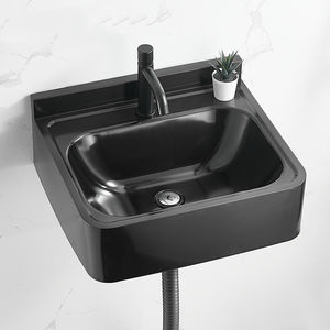 Évier mural moderne noir mat en acier inoxydable SS304, lavabo rectangulaire en acier inoxydable avec crédence pour hôtels, maisons et balcons - Product Image 5