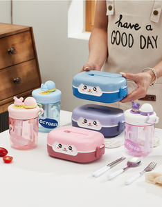School Children <b>Lunch</b> Boxes <b>Lunch</b> <b>Box</b> Kids Cartoon Cute Reusable Container for Snacks - Product Image 5