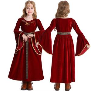 Costume médiéval et Renaissance pour enfants avec manches trompette, tenue de cosplay vintage de cour pour Halloween - Product Image 4