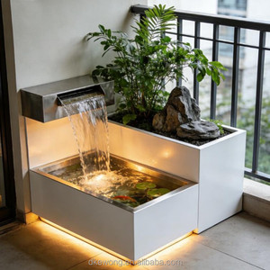 Fontaine à eau circulante en acier inoxydable personnalisée H161 pour bassin à poissons koï avec éclairage LED pour jardin de villa et aménagement paysager - Product Image 2