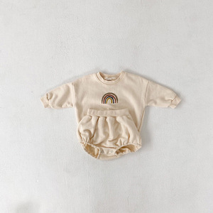 Prêt à expédier, ensembles de vêtements pour bébés de 0 à 2 ans, vêtements pour nouveau-nés 100% coton, vêtements d'extérieur, vêtements imprimés à motif arc-en-ciel - Product Image 2