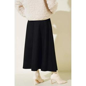 Jupe midi en daim noir taille haute pour femme, design élégant en forme de A, idéale pour le bureau et les tenues décontractées - Product Image 3