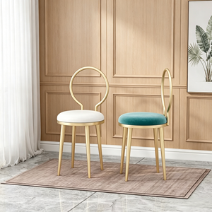 Silla de comedor redonda de metal, silla de tela para sofá, silla de tocador, silla de maquillaje, silla de estudio, silla con pantalla de lámpara simple - Product Image 1