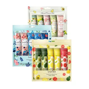 Private Label Atacado SADOER 5pcs Fruit Plant Extract Hand Cream Suit Hidratante Nutritivo Hand Cream Loção Set