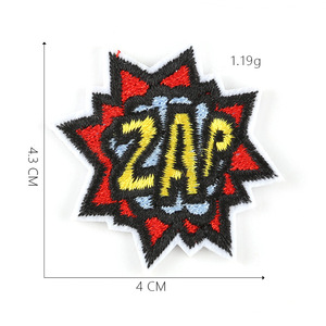 Venta caliente Stock a granel Pow Wow Bam Omg Oops diseño hierro en bordado logotipo personalizado parches para ropa - Product Image 3