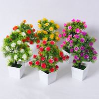 Arbre artificiel en pot en gros, faux bonsaï avec fleurs de roses, plante verte en pot pour la décoration de la maison, du bureau et du salon