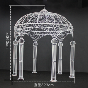 Pabellón de Boda Redondo de Hierro Forjado LANJO con 6 Pilares, Carpa para Ceremonias al Aire Libre, Arco Floral para Eventos - Product Image 5