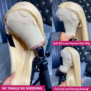 Venta al por mayor prearrancado 200 densidad cruda brasileña cabello humano Remy 13x6 <span class=keywords><strong>613</strong></span> para peluca rubia Peluca de encaje largo Bay Hair Around - Product Image 4